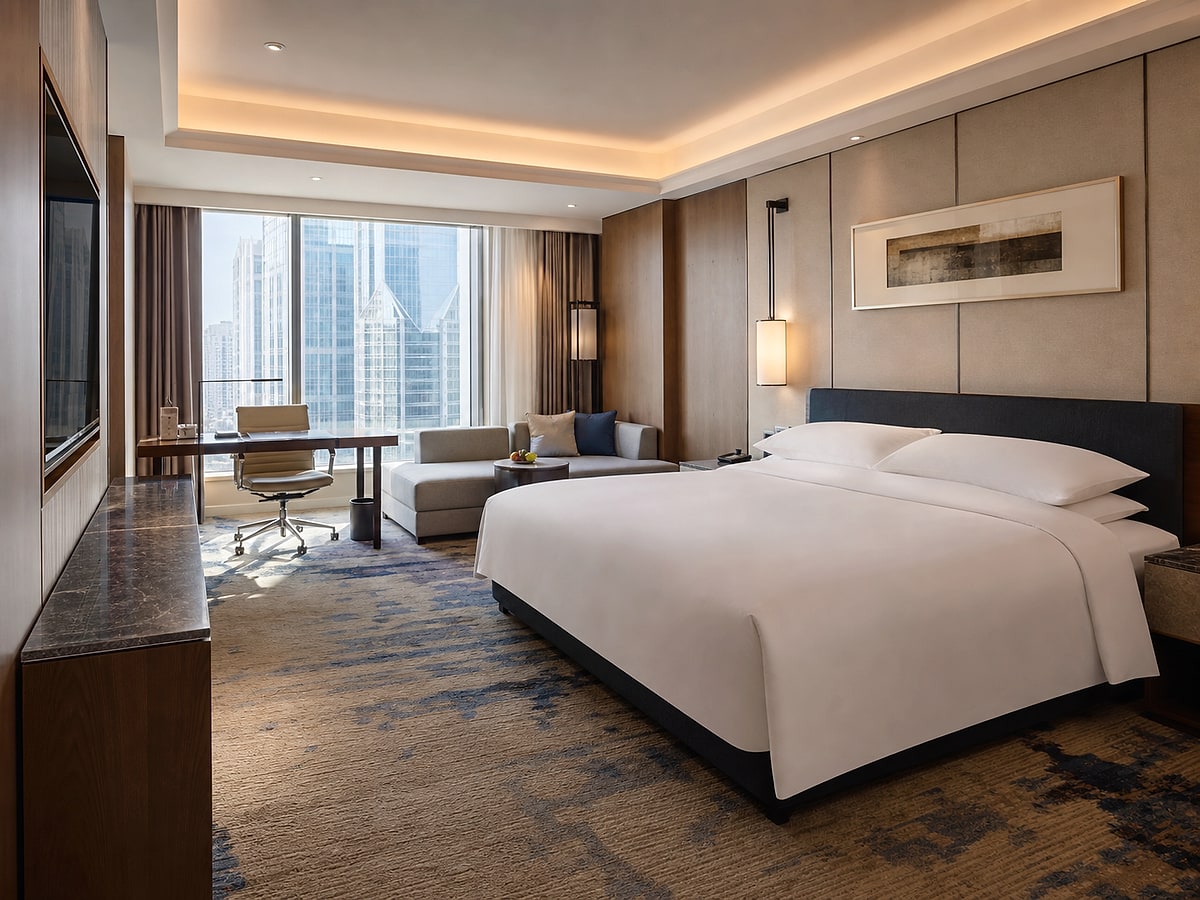 Premium hotel room for coordinated China screening travel